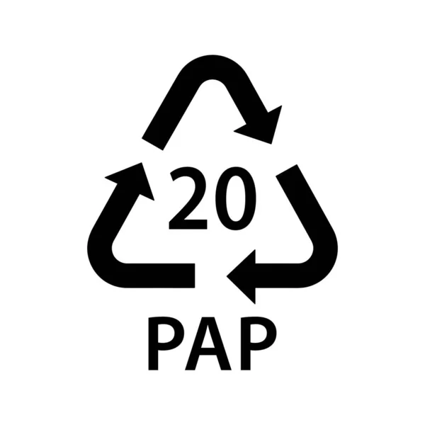 Kod Recyklingu Papieru Pap Tektura Falista Symbol Pudełek Tekturowych Znak — Wektor stockowy