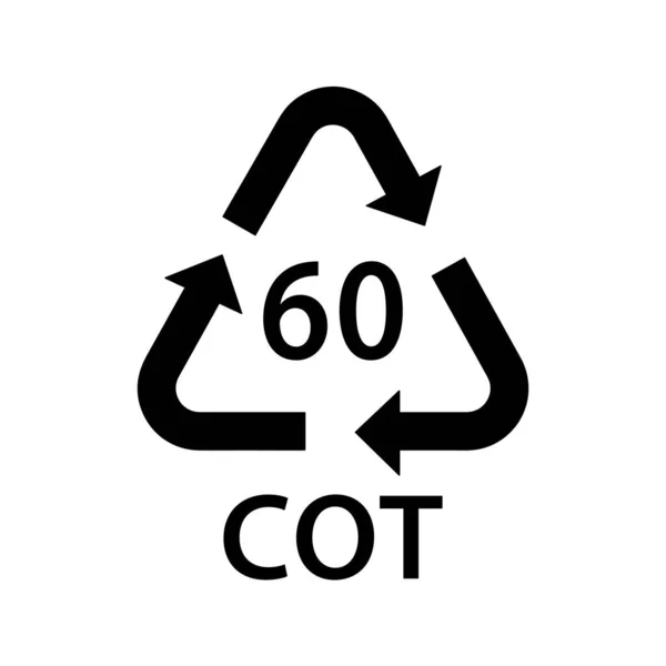 Ekologiczny Kod Recyklingu Cot Symbol Bawełny Znak Ekologiczny Recyklingu Kod — Wektor stockowy
