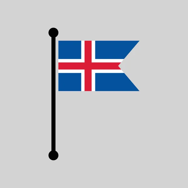 Флаг Iceland Флагштоке Национальный Символ Простая Векторная Иллюстрация — стоковый вектор