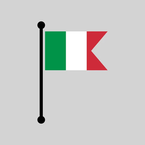 Italia Asta Bandera Bandera Italiana Colores Ilustración Vector Simple — Vector de stock