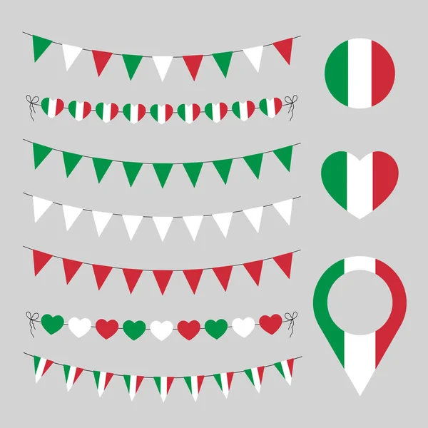 Italia Día Independencia Amor Italia Símbolos Decorativos Conjunto Elementos Vectoriales — Vector de stock