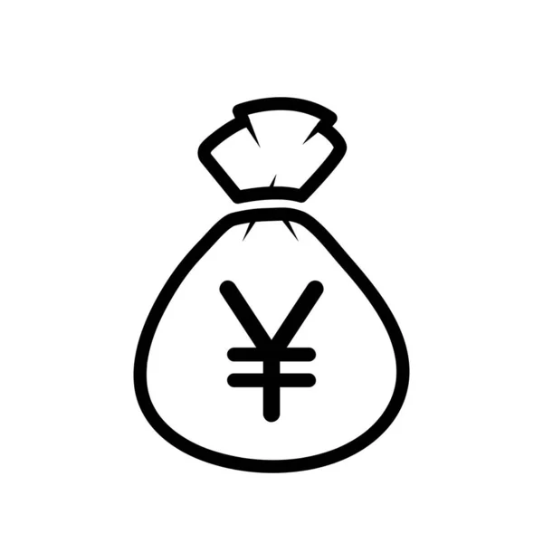 Money Bag Icon Simple Black Line Vector Illustration Sack Yen — Stock Vector
