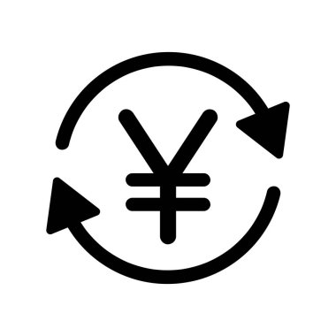 Yen işareti ok çemberi, basit siyah vektör simgesi, finans değişimi
