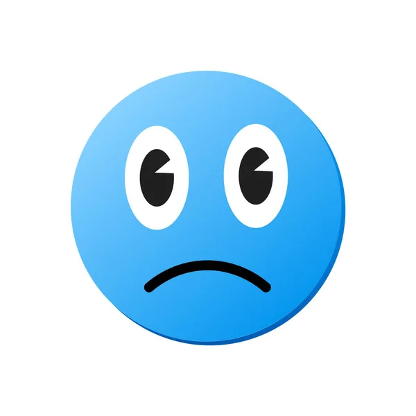 Mavi Pazartesi Üzgün Emoji Yüzü Vektör Illüstrasyon Etiketi — Stok Vektör