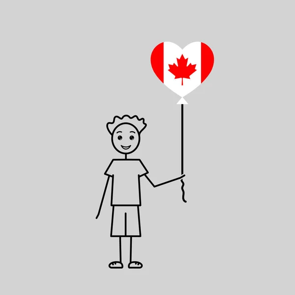 Mão Desenhada Canadiano Menino Amo Canadá Esboço Personagem Masculino Com — Vetor de Stock