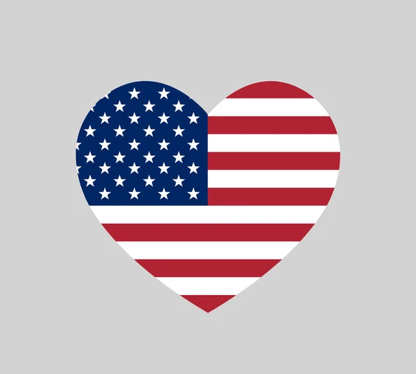 Liefde Usa Symbool Hart Vorm Amerikaanse Vlag Pictogram Eenvoudige Vector — Stockvector