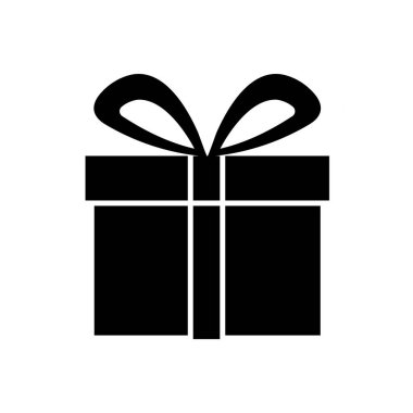 hediye kutusu vektör simgesi, basit siyah doldurulmuş illüstrasyon, hediye veya ikramiye işareti