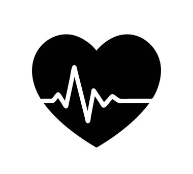 blood pressure , cardiogram, health EKG, ECG logo, black heart with beat monitor pulse icon for medical apps and websites, simple vector illustration