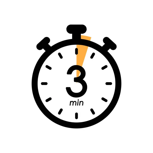 three minute stopwatch icon, timer symbol for product labels, cooking time, cosmetic or chemical application time, 3 min waiting time simple vector illustration