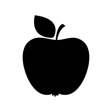 apple fruit black silhouette, simple flat black filled vector icon