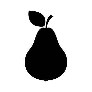 pear fruit black silhouette, simple flat black filled vector icon, fruits symbol