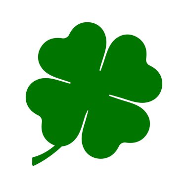 st patrick day, four leaf clover green icon, symbol of good luck, simple vector illustration
