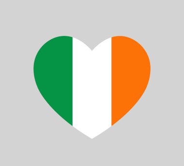 love Ireland symbol, heart shape irish flag icon, simple vector illustration, Ivory Coast