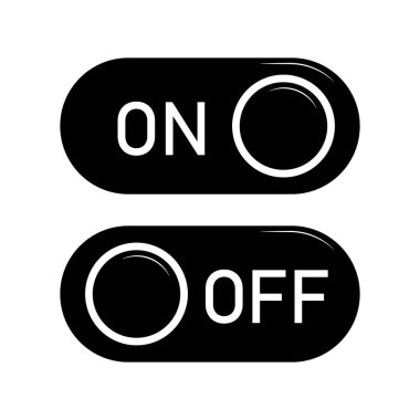 on and off switch buttons, simple black vector icons