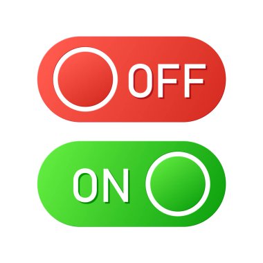 on and off slider buttons, red and green switch interface buttons, vector ui design elements