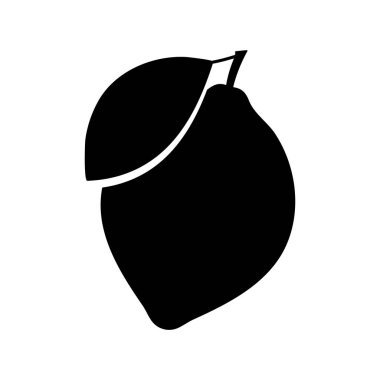 lemon fruit black silhouette, simple flat black filled vector icon