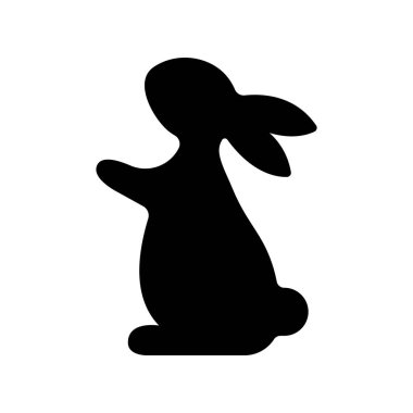 standing easter bunny black silhouette, rabbit side view, stencil for festive decorations, decorative arts, simple vector design element