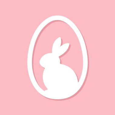 easter egg shape with bunny silhouette, easter rabbit, simple vector illustration