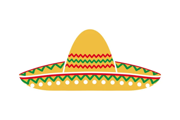 Chapéu Sombrero Mexicano Símbolo Cinco Mayo Elemento Vetorial Simples —  Vetores de Stock