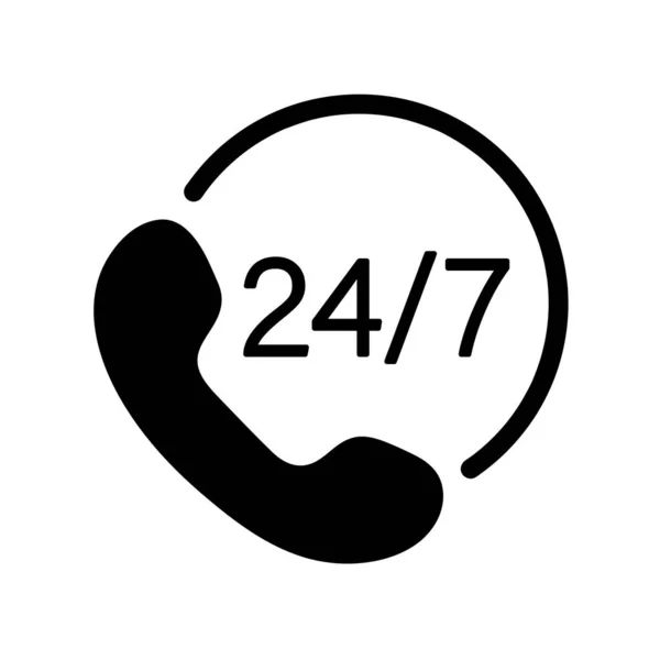7电话支持图标 24小时服务 手机符号 简单的黑色矢量符号 — 图库矢量图片#