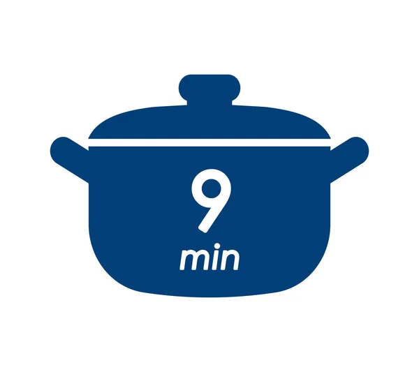 Мин Время Приготовления Блюдо Синяя Этикетка Символ Приготовления Пищи Горшок — стоковый вектор