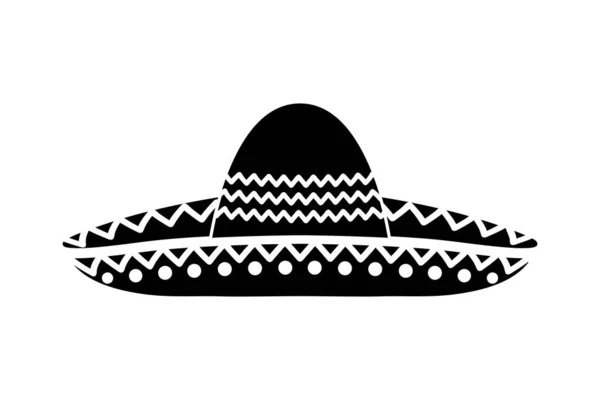 Sombrero Ícone Vetor Plana Chapéu Mexicano Símbolo Preto Cheio Simples —  Vetores de Stock