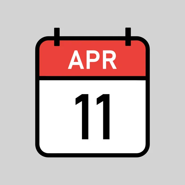 4月11日 红白相间的彩色日历页 带有黑色轮廓 日历日期简单的矢量插图 — 图库矢量图片