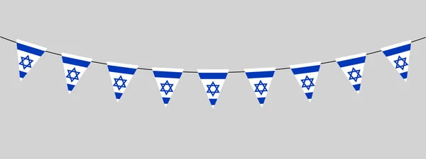 Dzień Niepodległości Izraela Jom Haatzmaut Girlanda Bunting Ciąg Trójkątnych Flag — Wektor stockowy