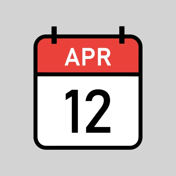 4月12日 红白相间的彩色日历页 带有黑色轮廓 日历日期简单的矢量插图 — 图库矢量图片