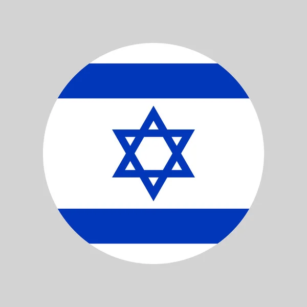 Vlag Van Israël Ronde Pictogram Israëlische Badge Eenvoudige Afgeronde Vector — Stockvector