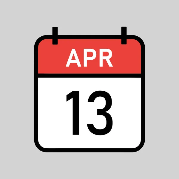 Апреля Красно Белый Календарь Страницы Черным Контуром Календарь Даты Простой — стоковый вектор