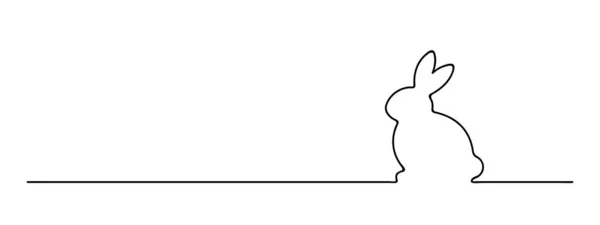 Coniglietto Pasquale One Line Art Coniglio Linearte Illustrazione Vettoriale Linea — Vettoriale Stock