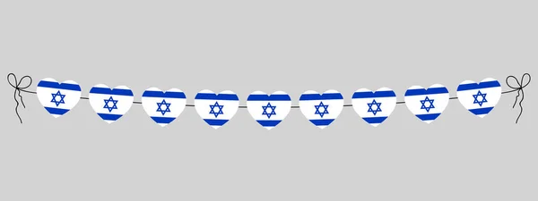 Jour Indépendance Israélienne Drapeau Israël Guirlande Cœurs Chaîne Cœurs Pour — Image vectorielle
