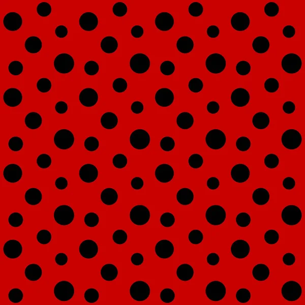 Ladybugシームレスパターン 赤と黒の色の女性のバグの背景 印刷のためのLadybirdのテクスチャ 装飾のためのPolkadotの春のファッション シンプルなベクトルの背景 — ストックベクタ
