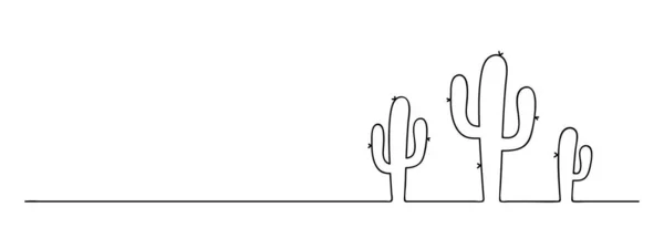 Kaktus Eine Linie Kunst Mexikanische Pflanze Lineart Schwarze Linie Vektor — Stockvektor
