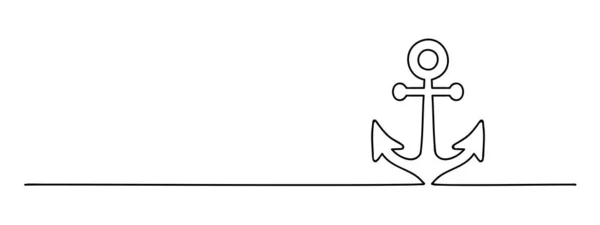 アンカー1ラインアート海図記号線形黒線ベクトルイラスト編集可能なストロークパノラマデザイン要素 — ストックベクタ