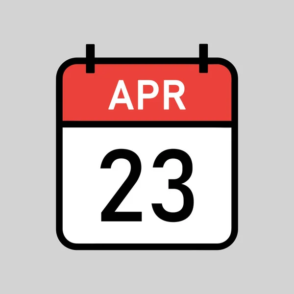 4月23日 黒アウトラインと赤と白の色のカレンダーページ カレンダーの日付シンプルなベクトルイラスト — ストックベクタ