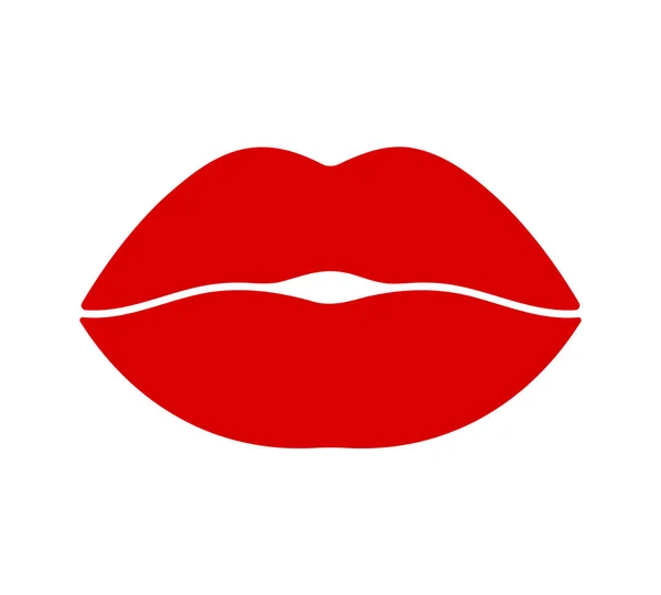 Czerwone Usta Płaska Ikona Symbol Pocałunek Prosty Wektor Element Projektu — Wektor stockowy