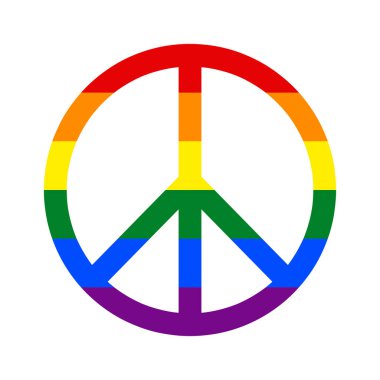 LGBT peace symbol, rainbow colored peace sign, pride month, simple vector element clipart