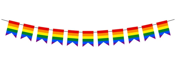 Месяц Гордости Вымпела Гирлянда Радужный Флаг Лесбиянка Гей Бисексуал Концепция — стоковый вектор