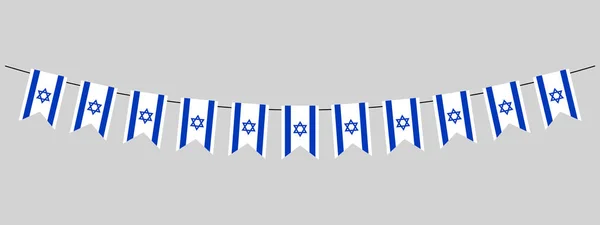 İsrail 'in Bağımsızlık Günü, İsrail bayrağının asılması, kutlama için bayraklar asılması, flamalar, Yom Haatzmaut, vektör dekoratif unsur