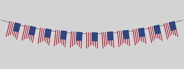 Usa Świąteczne Flagi Bunting Tradycyjnych Kolorach Usa Lipca Girlanda Amerykański — Wektor stockowy