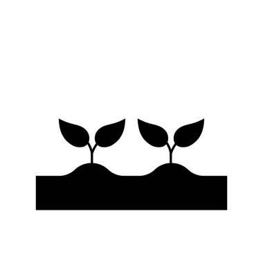 Yerden filizlenen iki yaprak, bahçecilik ve ekme, eko ürünleri, basit siyah vektör elementi