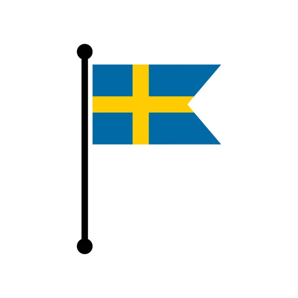 Svédország Zászlórúd Svéd Zászló Térkép Mutató Elrendezése Egyszerű Vektor Illusztráció — Stock Vector