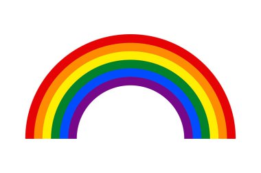 gökkuşağı şekil simgesi, parlak spektrum renkleri, renkli çizgili sembol, basit vektör illüstrasyonu