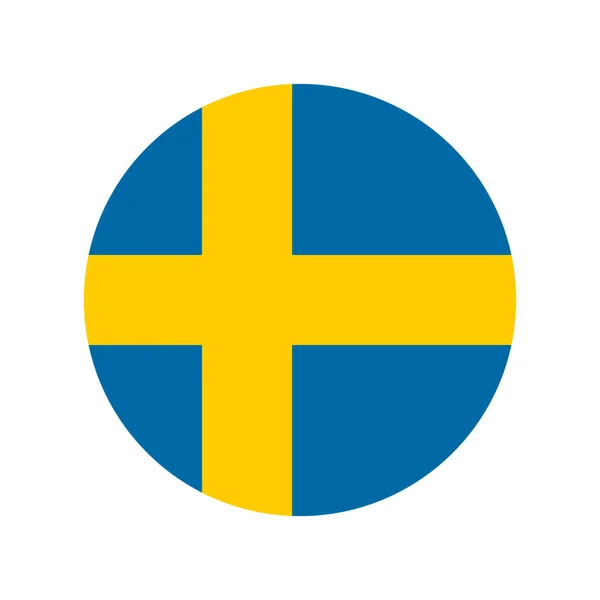 Wykonane Szwecji Okrągłe Szwedzką Flagą Narodową Prosta Ikona Wektora Okręgu — Wektor stockowy