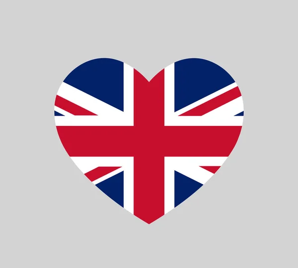 ハート型の英国の旗 英国の旗のアイコン 英国の国民のシンボル 簡単なベクトルイラスト — ストックベクタ