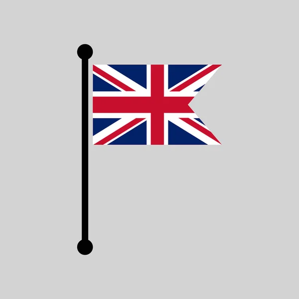 Reino Unido Asta Bandera Reino Unido Bandera Mapa Puntero Diseño — Vector de stock