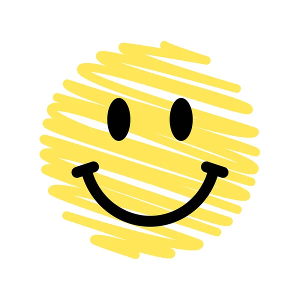 Permanecer Positivo Emoji Mano Dibujado Elemento Diseño Sonriente Garabato Cara — Vector de stock