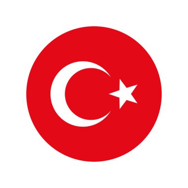 Türkiye 'de yapıldı, Türk bayrağı renkleriyle yuvarlak, basit daire vektör simgesi